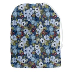 Blue Flowers Dark Blue Flowers Drawstring Pouch (3xl) by DinkovaArt