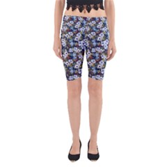 Blue Flowers 2 Yoga Cropped Leggings by DinkovaArt