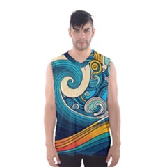 Waves Ocean Sea Abstract Whimsical Art Men s Basketball Tank Top by Maspions