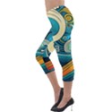 Waves Ocean Sea Abstract Whimsical Art Lightweight Velour Capri Leggings  View3
