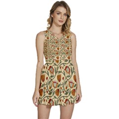 Floral Design Sleeveless High Waist Mini Dress by designsbymallika