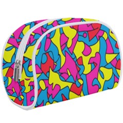 Colorful-graffiti-pattern-blue-background Make Up Case (large) by designsbymallika
