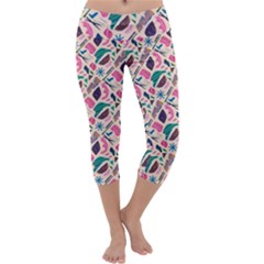 Multi Colour Pattern Capri Yoga Leggings by designsbymallika