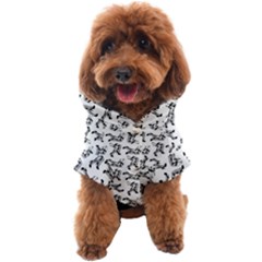 Erotic Pants Motif Black And White Graphic Pattern Black Backgrond Dog Coat by dflcprintsclothing