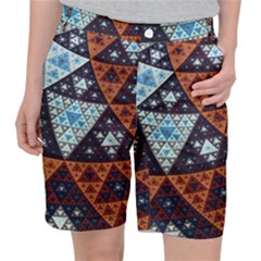 Fractal Triangle Geometric Abstract Pattern Women s Pocket Shorts by Cemarart
