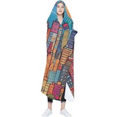 City New York Nyc Skyscraper Skyline Downtown Night Business Urban Travel Landmark Building Architec Wearable Blanket by Posterlux
