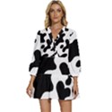 Cow Pattern V-Neck Placket Mini Dress View1
