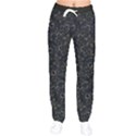Midnight Blossom Elegance Black Backgrond Women Velvet Drawstring Pants View1