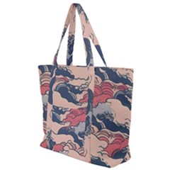Waves Ocean Sea Water Pattern Rough Seas Digital Art Nature Nautical Zip Up Canvas Bag by Bedest