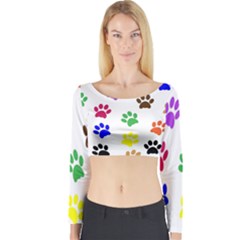 Pawprints Paw Prints Paw Animal Long Sleeve Crop Top by Apen