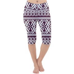 Illustration Ukrainian Folk Seamless Pattern Ornament Lightweight Velour Cropped Yoga Leggings by Proyonanggan