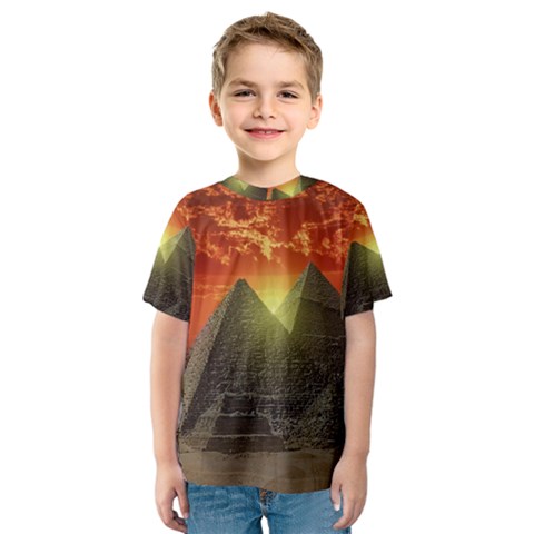Pyramids Egypt Monument Landmark Sunrise Sunset Egyptian Kids  Sport Mesh T-shirt by Proyonanggan