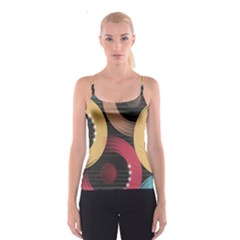 Circle Colorful Shine Line Pattern Geometric Spaghetti Strap Top by Proyonanggan