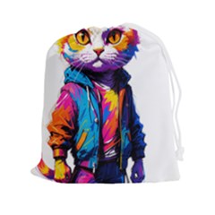 Wild Cat Drawstring Pouch (2xl) by Sosodesigns19