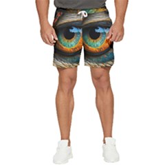 Eye Bird Feathers Vibrant Men s Runner Shorts by Hannah976