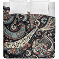 Paisley Print Musical Notes7 Duvet Cover Double Side (king Size) by RiverRootz