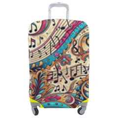 Paisley Print Musical Notes Luggage Cover (medium) by RiverRootz