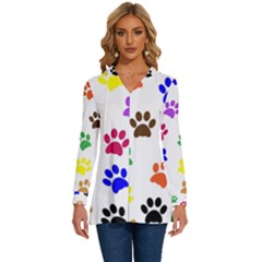 Pawprints Paw Prints Paw Animal Long Sleeve Drawstring Hooded Top by Apen