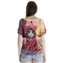 Cat 2 V-Neck Flutter Sleeve Top View2