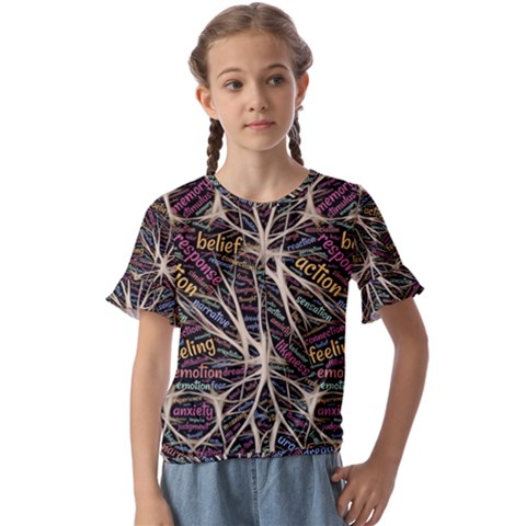 Mental Human Experience Mindset Pattern Kids  Cuff Sleeve Scrunch Bottom T-shirt by Paksenen