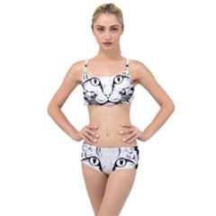 Cat - Artistic Paper Cut Layered Top Bikini Set by 2607694c