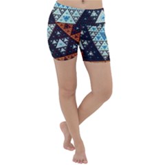 Fractal Triangle Geometric Abstract Pattern Lightweight Velour Yoga Shorts by Cemarart
