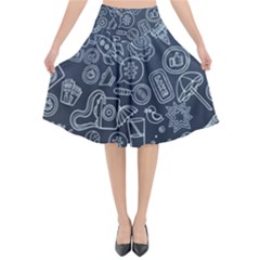 Internet Planet Drink Computer Flared Midi Skirt by Proyonanggan