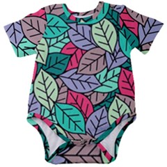 Pattern Leaves Background Nature Baby Short Sleeve Bodysuit by Proyonanggan