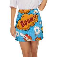 Comical Words Animals Comic Omics Crazy Graffiti Mini Front Wrap Skirt by Bedest