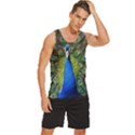 Peacock Bird Feathers Pheasant Nature Animal Texture Pattern Men s Wide Collar Tank Top View3
