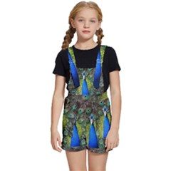 Peacock Bird Feathers Pheasant Nature Animal Texture Pattern Kids  Short Overalls by Bedest