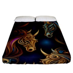 Schwarz Pferde Muster Fitted Sheet (california King Size) by 2607694c
