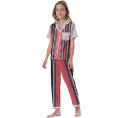 Rosa Grau Streifen Kids  Satin Short Sleeve Pajamas Set by 2607694c