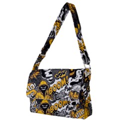 Boom Bang Art Crazy Drawing Graffiti Hello Retro Sayings Yellow Full Print Messenger Bag (s) by Bedest