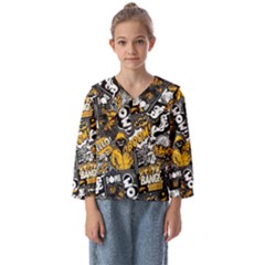 Boom Bang Art Crazy Drawing Graffiti Hello Retro Sayings Yellow Kids  Sailor Shirt by Bedest