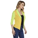 4 Farben Women s Draped Front 3/4 Sleeve Shawl Collar Jacket View3