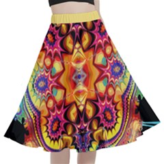 Gelb Floral A-line Full Circle Midi Skirt With Pocket by 2607694c