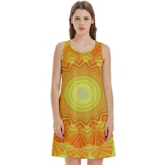 Sunshine Sunny Sun Abstract Yellow Round Neck Sleeve Casual Dress With Pockets by Ravend