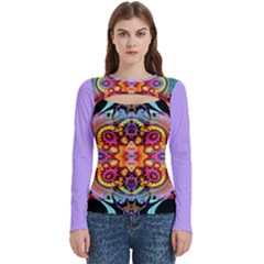 Pink Florales Muster Women s Cut Out Long Sleeve T-shirt by 2607694c