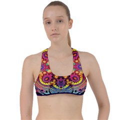 Lila Floral Blume Criss Cross Racerback Sports Bra by 2607694c