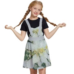 Enchanting Foliage Sharp Edged Leaves In Pale Yellow And Silver Bk Kids  Apron Dress by dflcprintsclothing