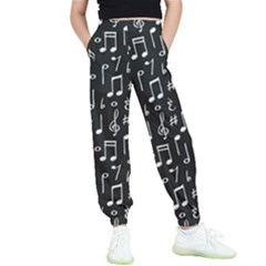Chalk Music Notes Signs Seamless Pattern Kids  Joggers by Ravend