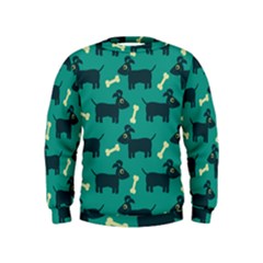 Happy Dogs Animals Pattern Kids  Sweatshirt by Ket1n9