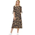 Tiger Skin Art Pattern Bow Sleeve Chiffon Midi Dress View1