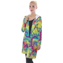 Fractal Spiral Abstract Background Vortex Yellow Hooded Pocket Cardigan by Ket1n9