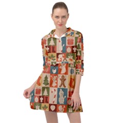 Cute Christmas Seamless Pattern Vector  - Mini Skater Shirt Dress by Ket1n9