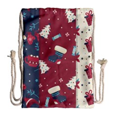 Flat Design Christmas Pattern Collection Art Drawstring Bag (large) by Ket1n9