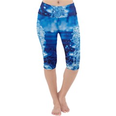 Water Blue Wallpaper Lightweight Velour Cropped Yoga Leggings by Azkajaya