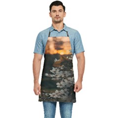 White Flower Kitchen Apron by Azkajaya