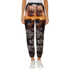 White Flower Women s Cropped Drawstring Pants by Azkajaya